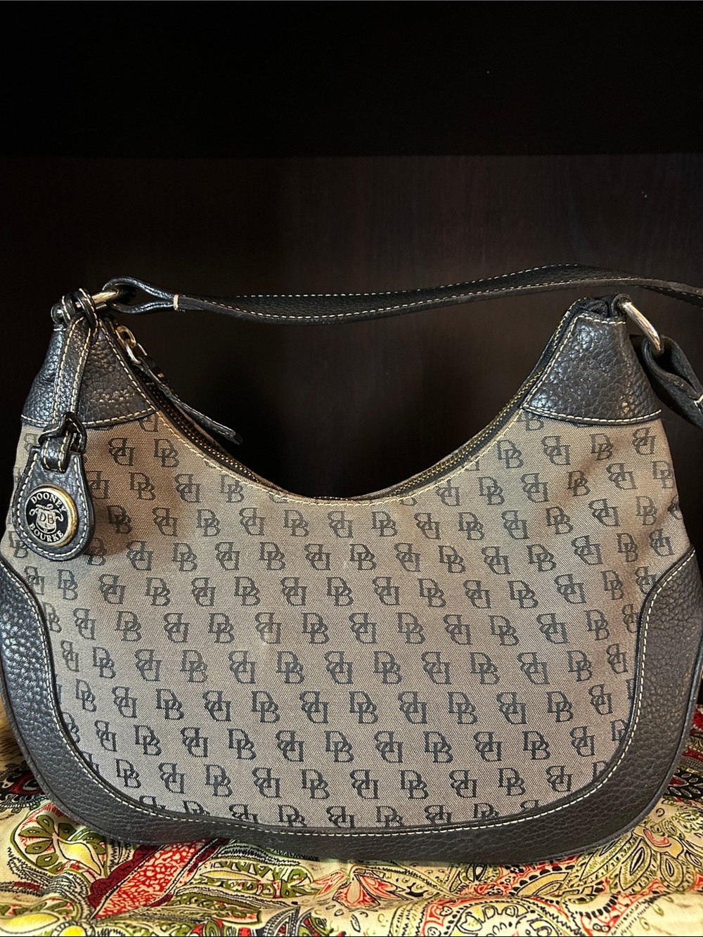 Dooney & Bourke Gray Monogram Hobo Bag